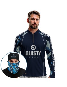 Supercombo de Pesca Kid Ocelos FLY V110 Dryfit com camisa punholuva Dry UV50+, Máscara e Boné