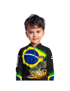 Camisa de Pesca Tucunaré Orgulho Brasileiro Dryfit com proteção UV50+ e punho luva 2