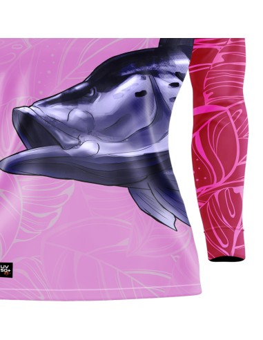 Detalhe da estampa sublimada do Supercombo de Pesca Pro Elite Anzol com Camisa Punho luva Dry UV50+ e Máscara
