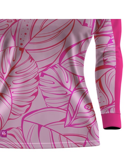 Detalhe da estampa sublimada do Supercombo de Pesca Pro Elite Feminina Fishing com Camisa Punho luva Dry UV50+ e Máscara