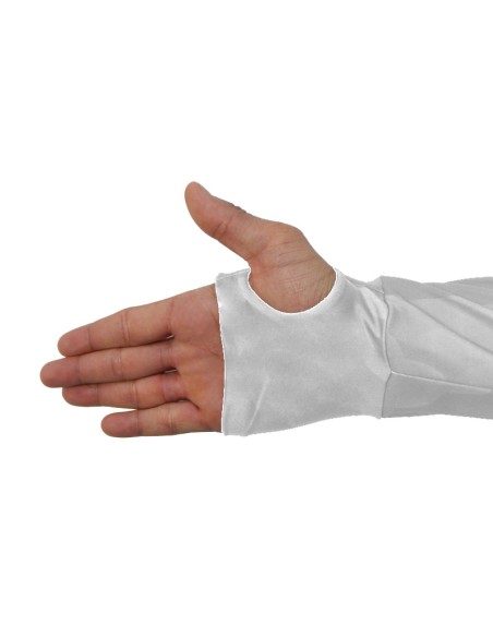 Detalhe do punho luva da Punholuva Camisa de Pesca Sport Clean Branca com proteção UV50+ e punho luva