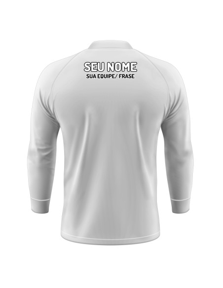 Camisa de Pesca Sport Clean Branca vista traseira Dryfit com proteção UV50+ e punho luva