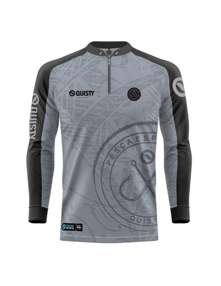 Camisa de pesca Pro Elite Anzol Quisty Fishing com proteção UV50+ e punho luva frente