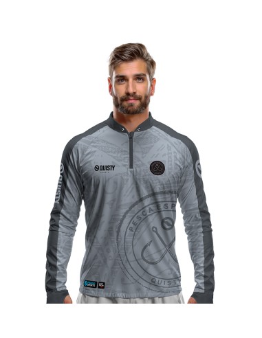 Camisa de pesca Pro Elite Anzol Quisty Fishing com proteção UV50+ e punho luva