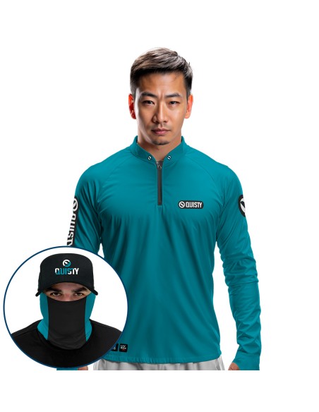 Super Combo -  Pro Elite Sport Clean Railay Beach Pesca Esportiva - Camisa + Punho Luva + Máscara + Boné Tela DryUv50+