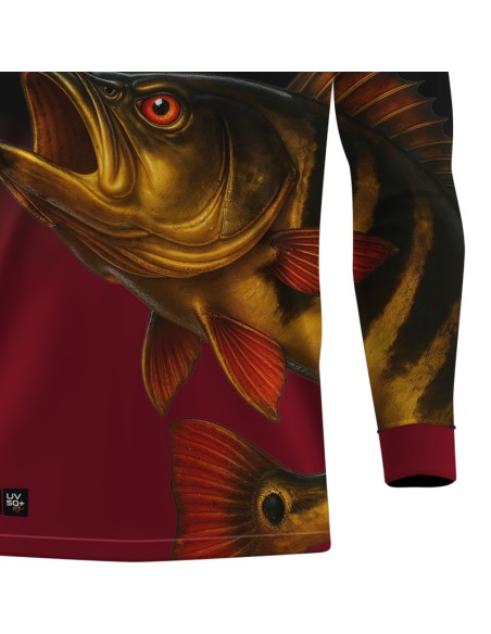 Camisa de Pesca Pro Elite Tucunaré Açu O Soberano das Águas Royal – Dry UV50+ e Punho Luva