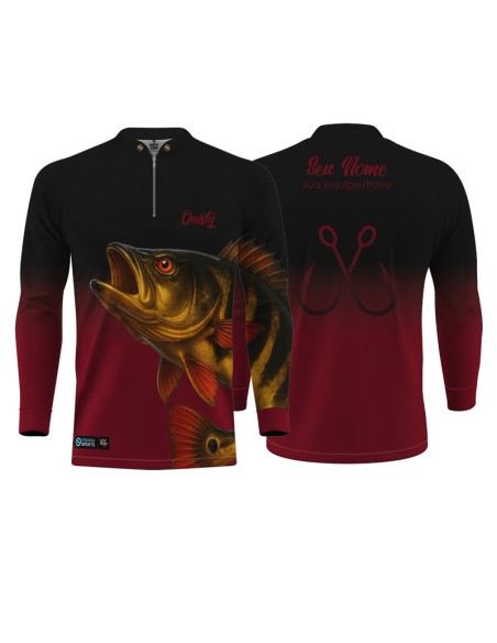 Combo Premium Camisa de Pesca Pro Elite Tucunaré Açu O Soberano das Águas Royal – Dry UV50+ e Punho Luva + Máscara DryUv50