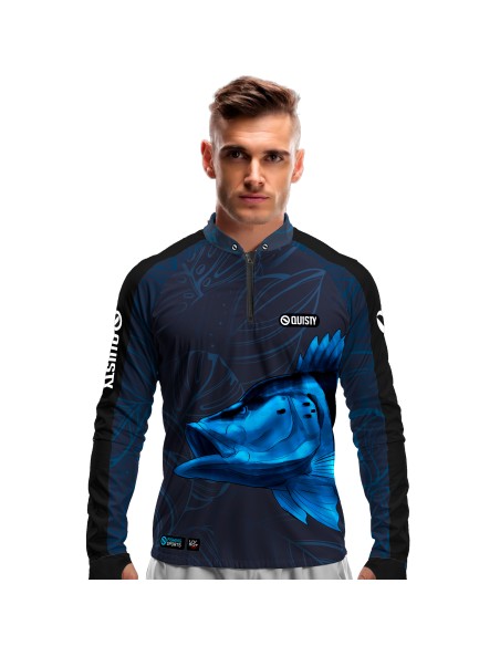 Camisa de Pesca Pro Elite Tucunaré Azul Blue – Dry UV50+ e Punho Luva – Dry UV50+ e Punho Luva