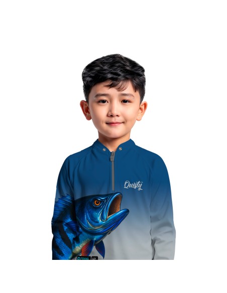 Camisa de Pesca Pro Elite Tucunaré Azul A Lenda do Azulão Glaciar – Dry UV50+ e Punho Luva